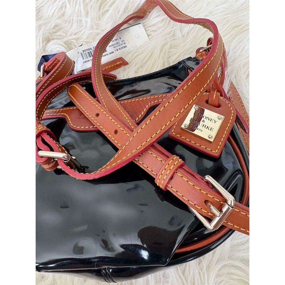 Dooney & Bourke Mini Margot Crossbody Bag Black/Tan Leather Women's New with Tag - Picture 9 of 10